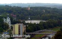 Nová radnice - pohled z vyhlídkové věže, Sýkorův most, Ostrava