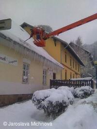 Úklid sněhu na Hukvaldech