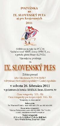 Pozvánka na IX. Slovenský ples v Brne