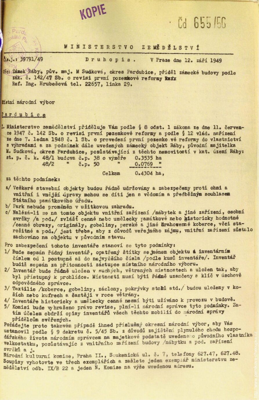 Příděl zámecké budovy Lovčího zámečku