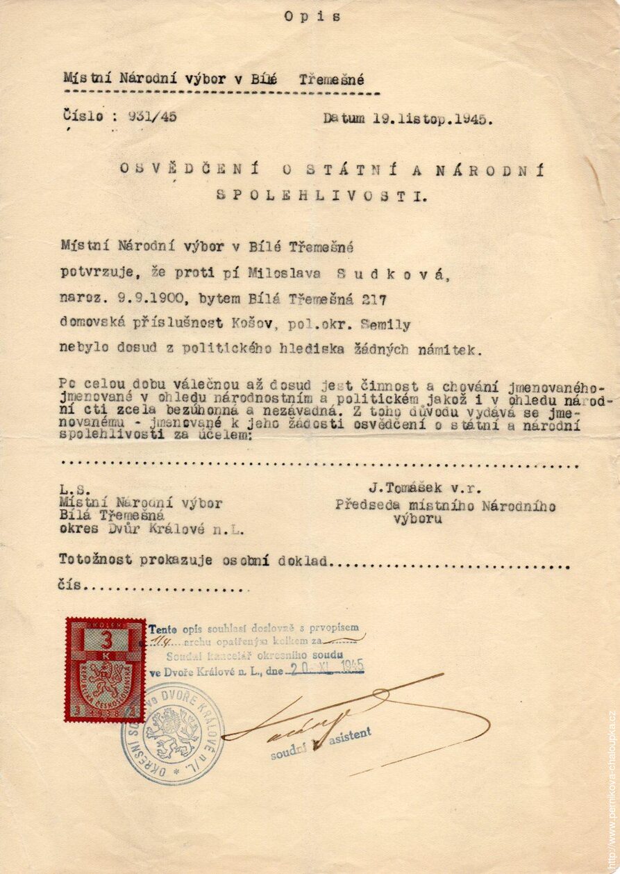 Osvědčení o národní spolehlivosti