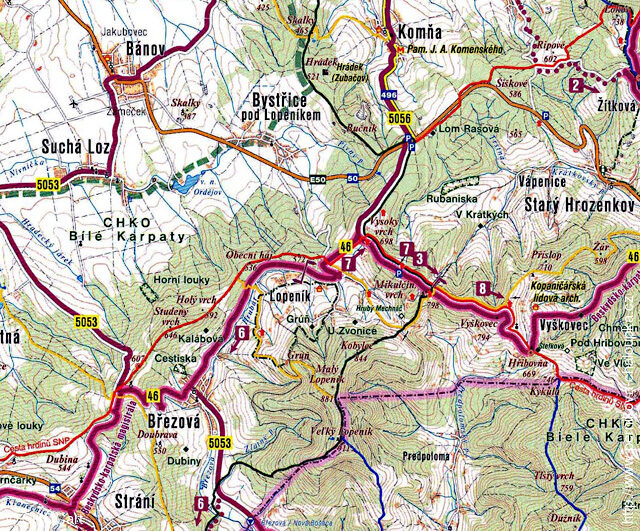 Bojkovice, turistická mapa
